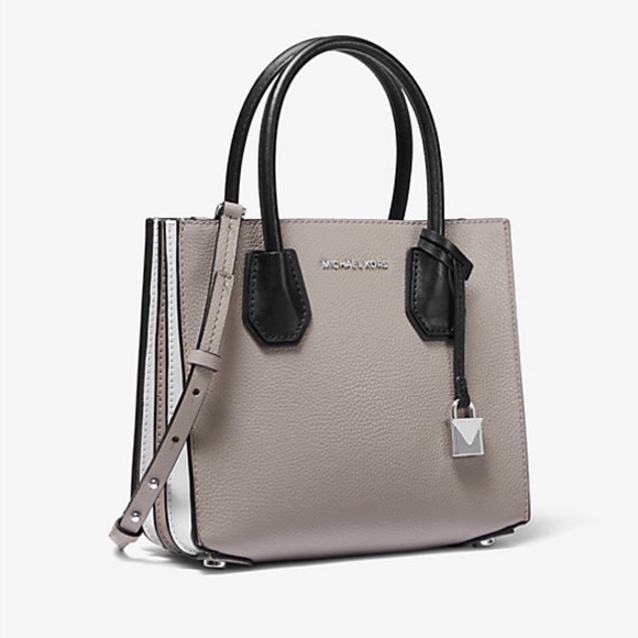 Michael Kors Handbags - Michael Kors Mercer Medium Tri-Color Leather Accordion Crossbody Handbag Gray